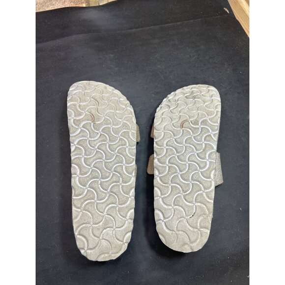 Birkenstock Arizona Womens Leather Sandals EU38 US7 Silver Metallic Double Strap - Picture 7 of 8